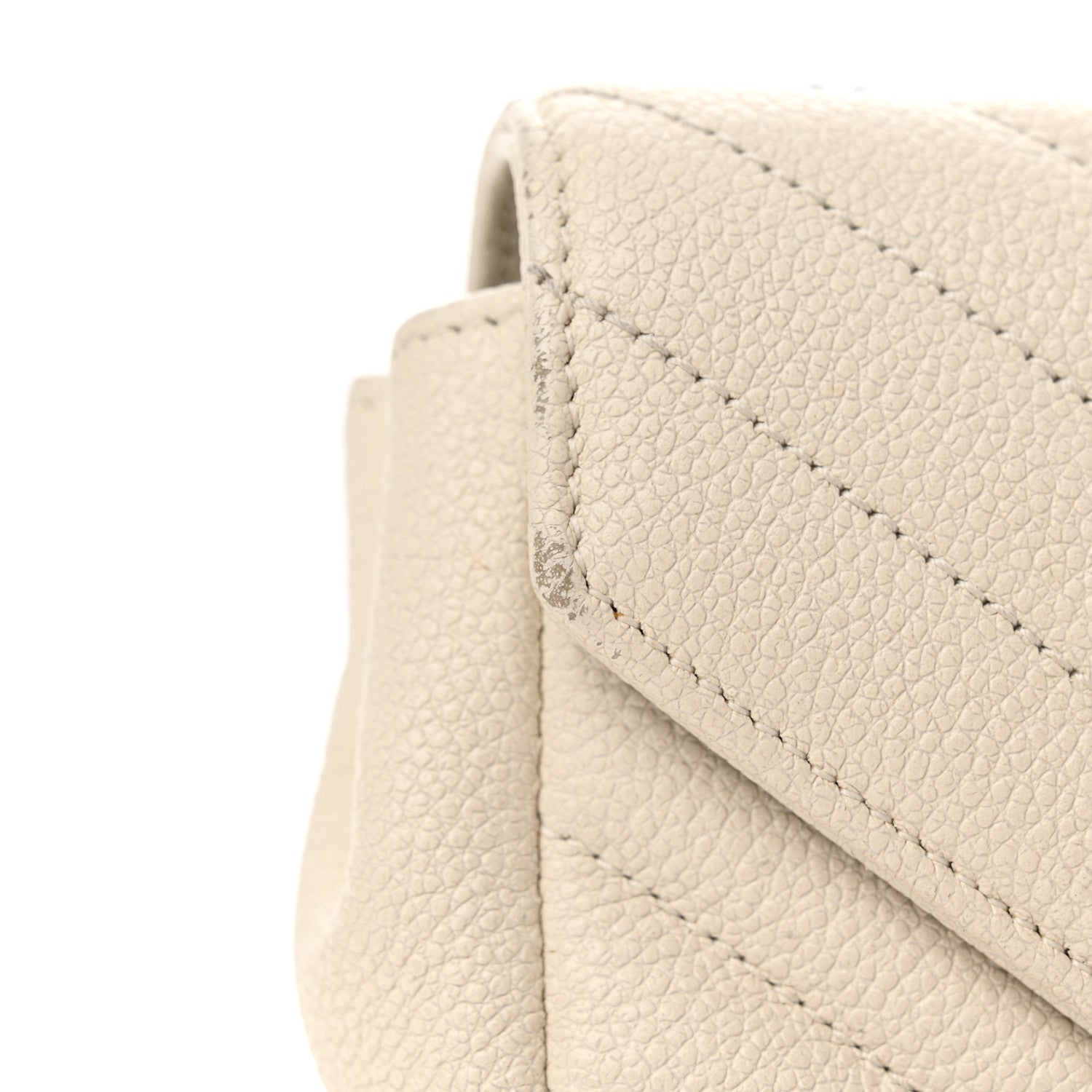 Saint Laurent Grained Calfskin Matelassé Chevron Monogram Classic Baby Chain Bag White 13 of 14