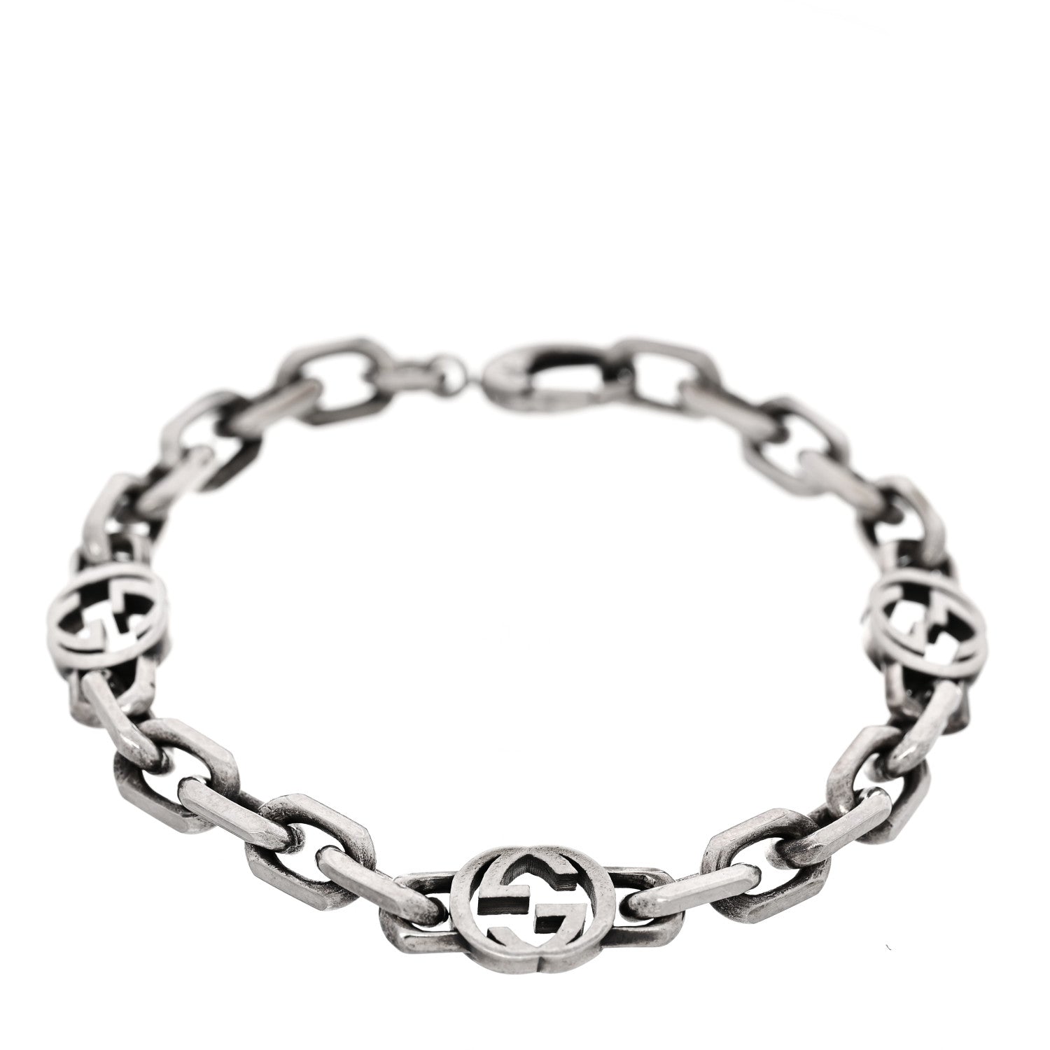 Gucci Sterling Silver Narrow Interlocking G Link Bracelet 1 of 5