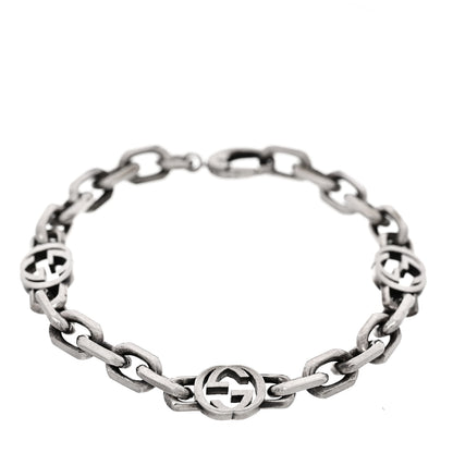 Gucci Sterling Silver Narrow Interlocking G Link Bracelet 1 of 5