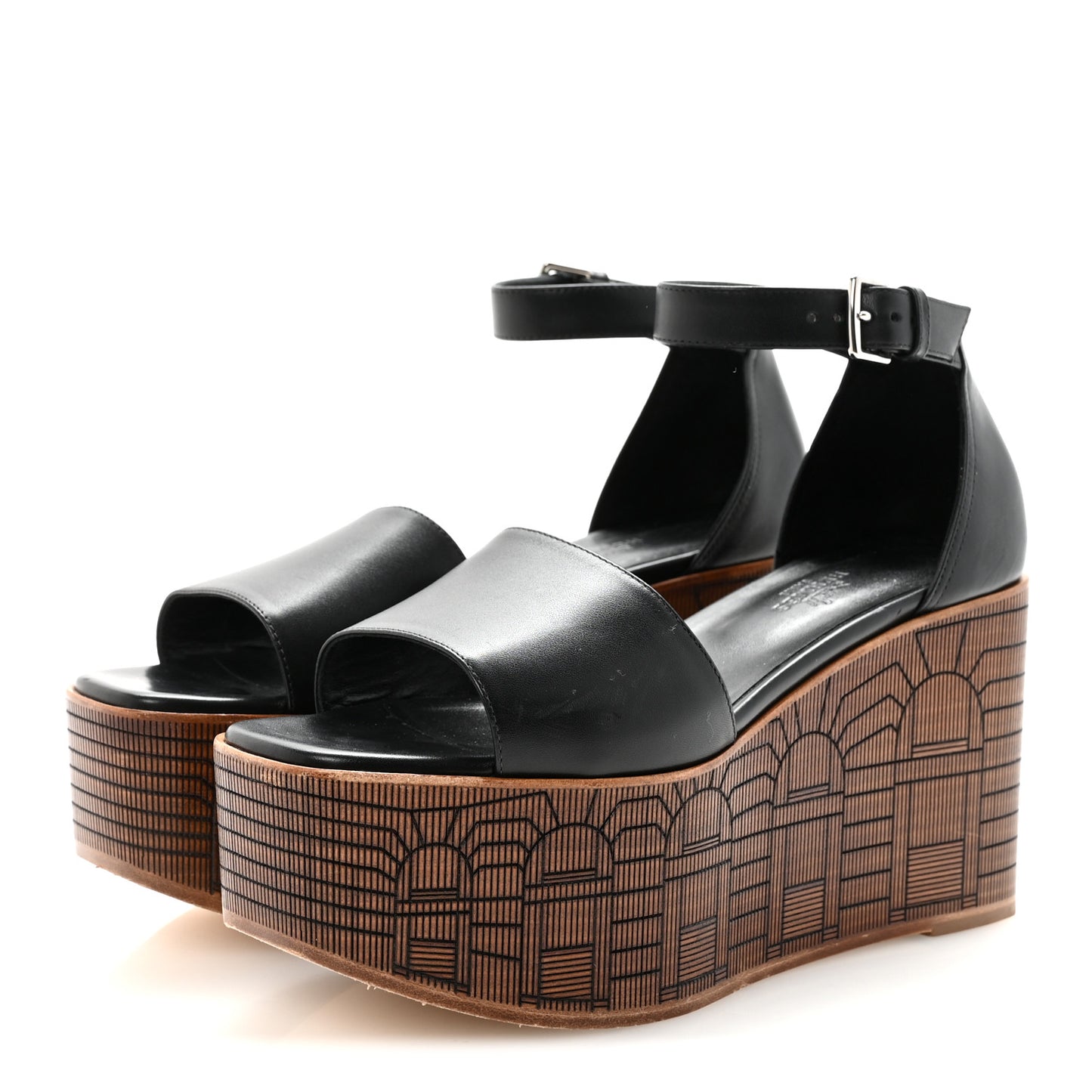 Calfskin Illusion 35 Sandals 37 Black