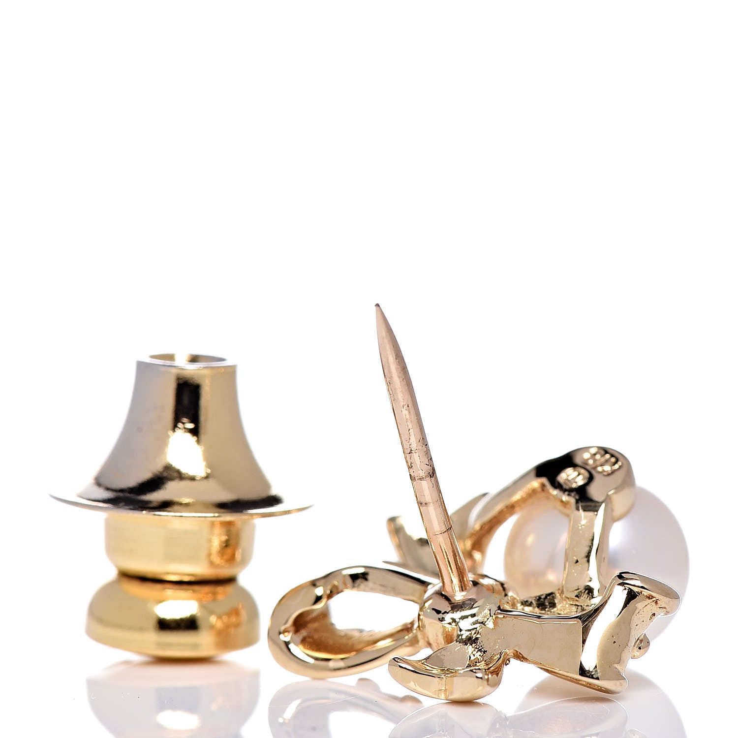 Mikimoto 18K Yellow Gold Akoya Pearl 6mm Bow Tie Tack 3 of 4