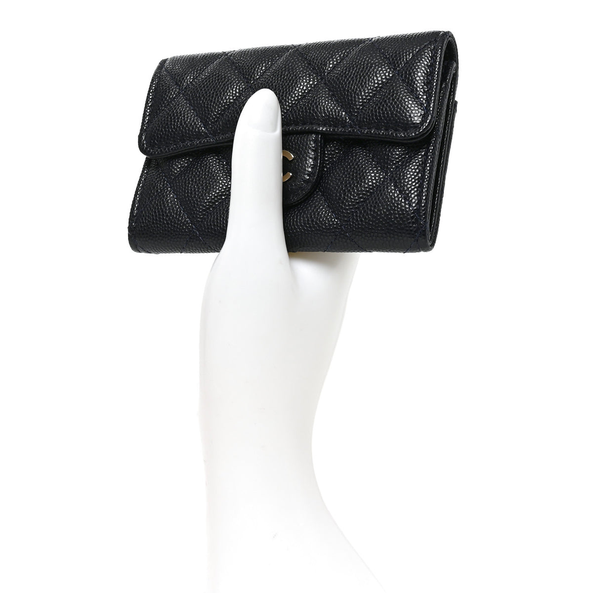 Chanel Caviar Quilted Flap Card Holder Navy Blue 2 of 9