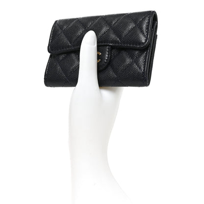 Chanel Caviar Quilted Flap Card Holder Navy Blue 2 of 9