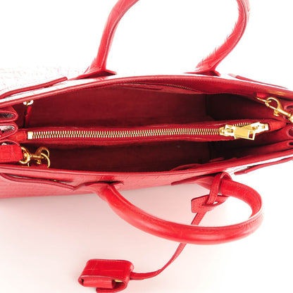 Saint Laurent Calfskin Crocodile Embossed Small Sac De Jour Rouge 5 of 7