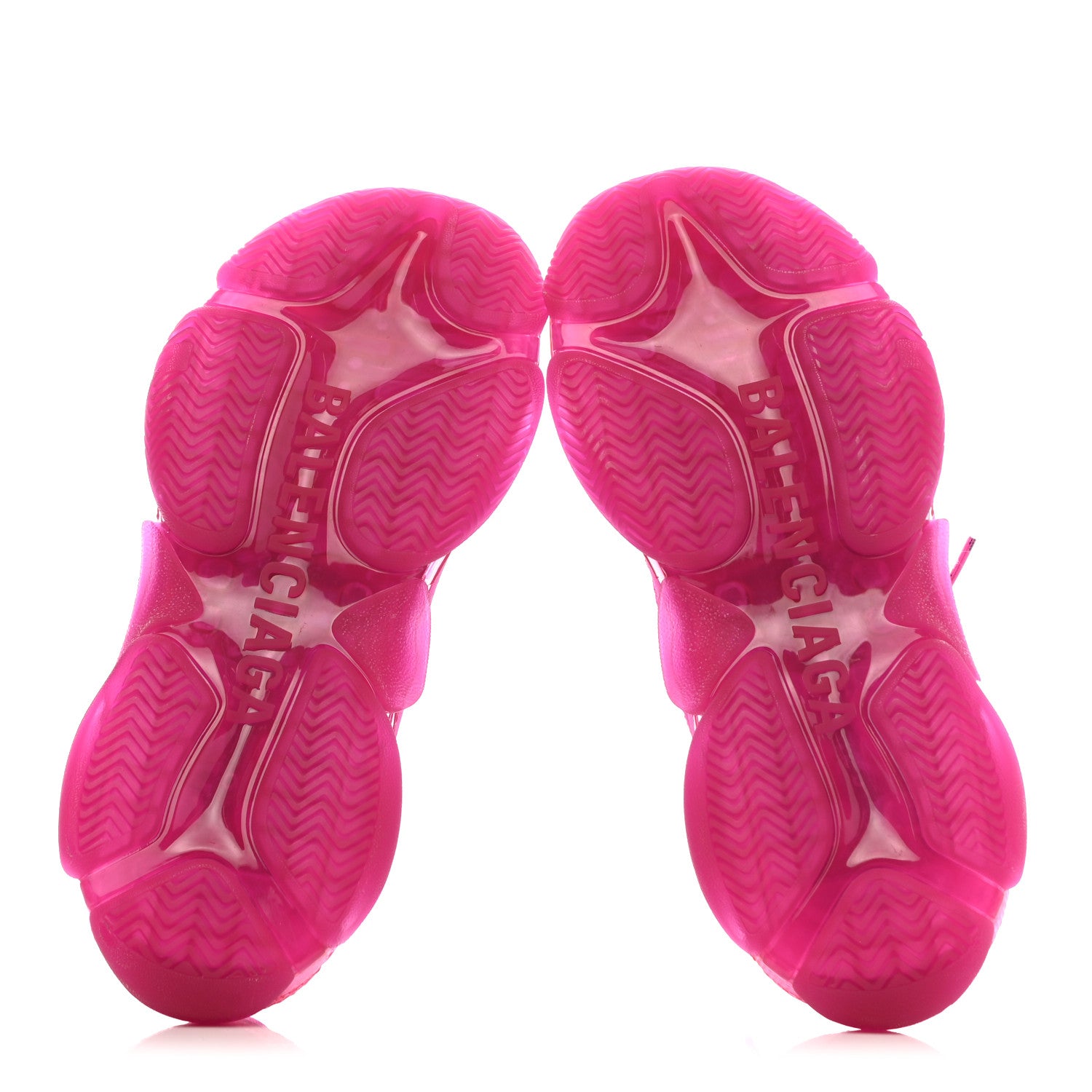 Balenciaga Fabric Mesh Clear Sole Fluo Womens Triple S Sneakers 41 Pink 5 of 7