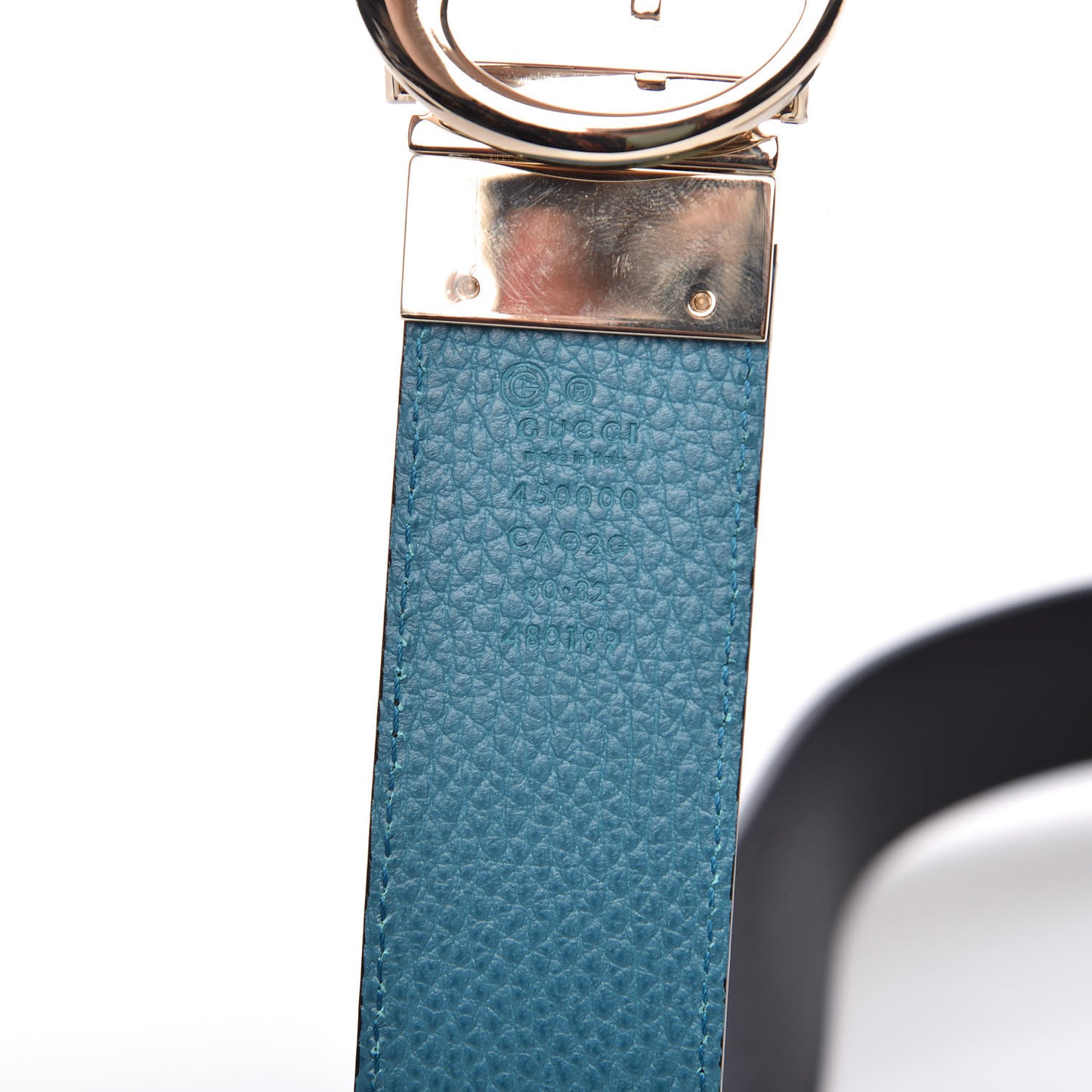 Dollar Calfskin 1973 Reversible Belt 80 32 Black Deep Cobalt