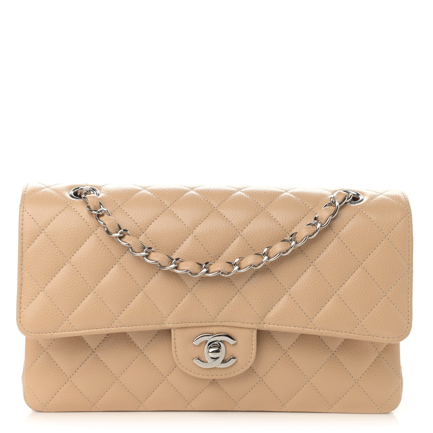 Chanel Caviar Quilted Medium Double Flap Beige 1 of 14