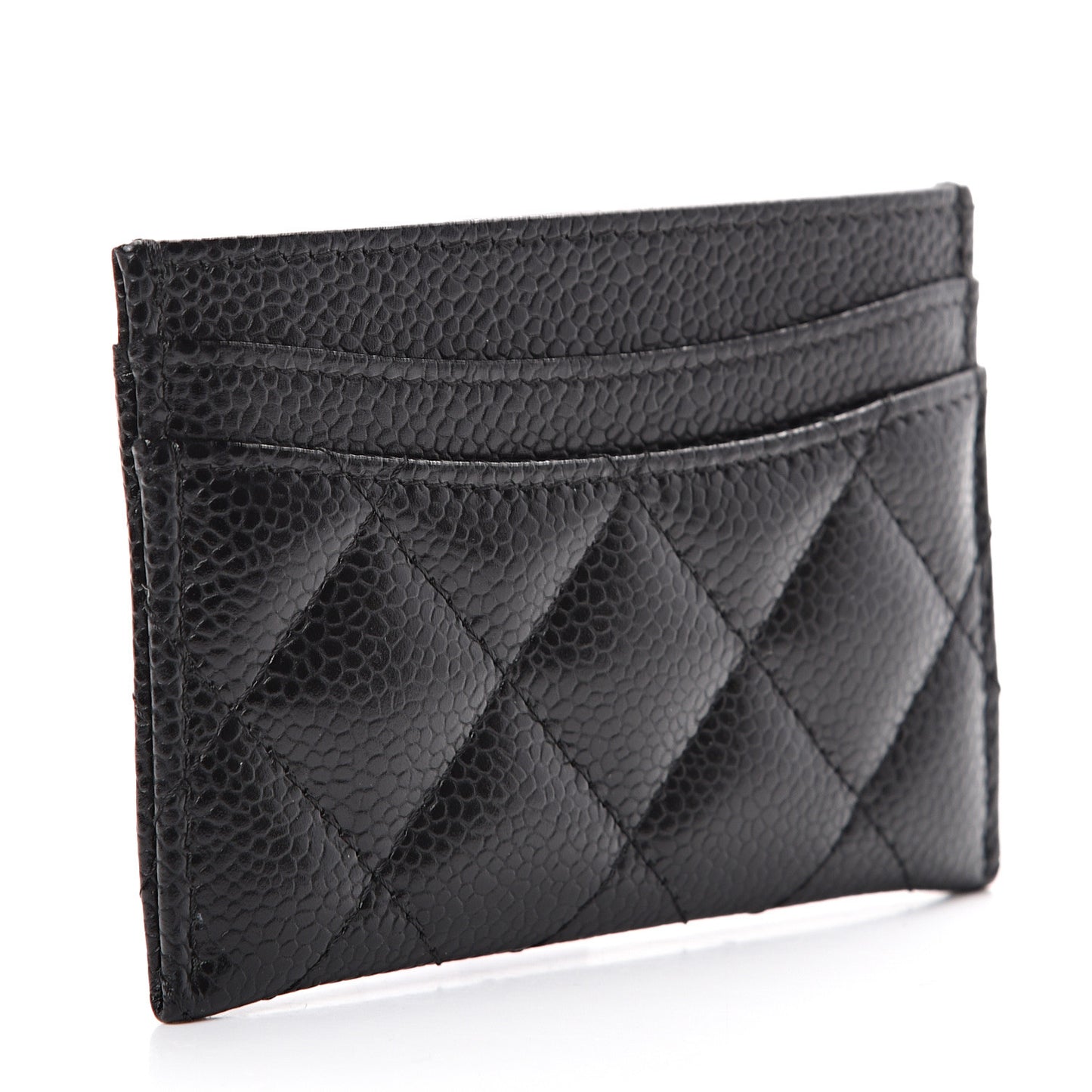Caviar Quilted Card Holder Black