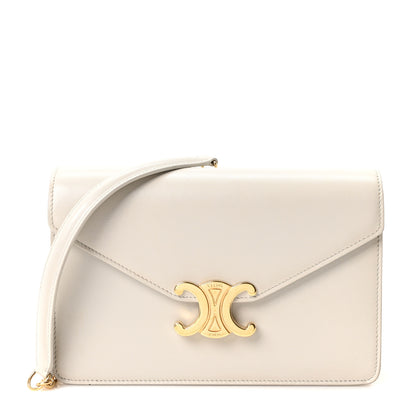 Celine Shiny Calfskin Triomphe Margo Wallet on Chain Light Stone 1 of 10