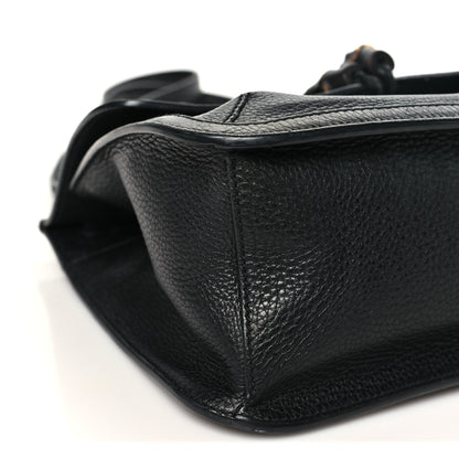 Gucci Pebbled Calfskin Medium Bamboo Daily Flap Shoulder Bag Black 8 of 12