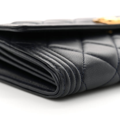 Chanel Lambskin Quilted Large Boy Gusset Flap Wallet Navy 10 of 11