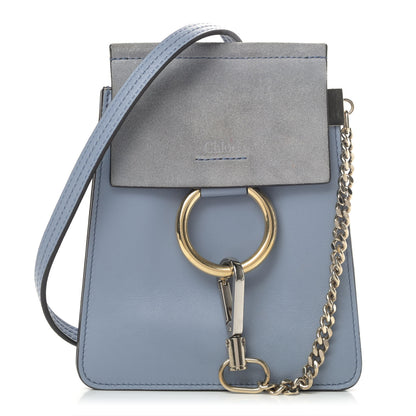 Chloe Suede Calfskin Mini Faye Bracelet Bag Washed Blue 1 of 5