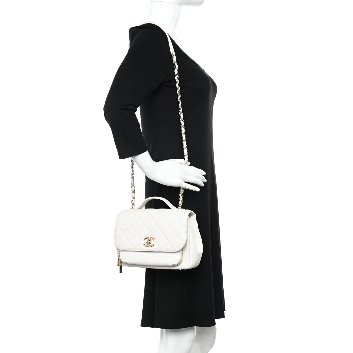 Chanel Caviar Quilted Medium Business Affinity Flap White 2 of 12