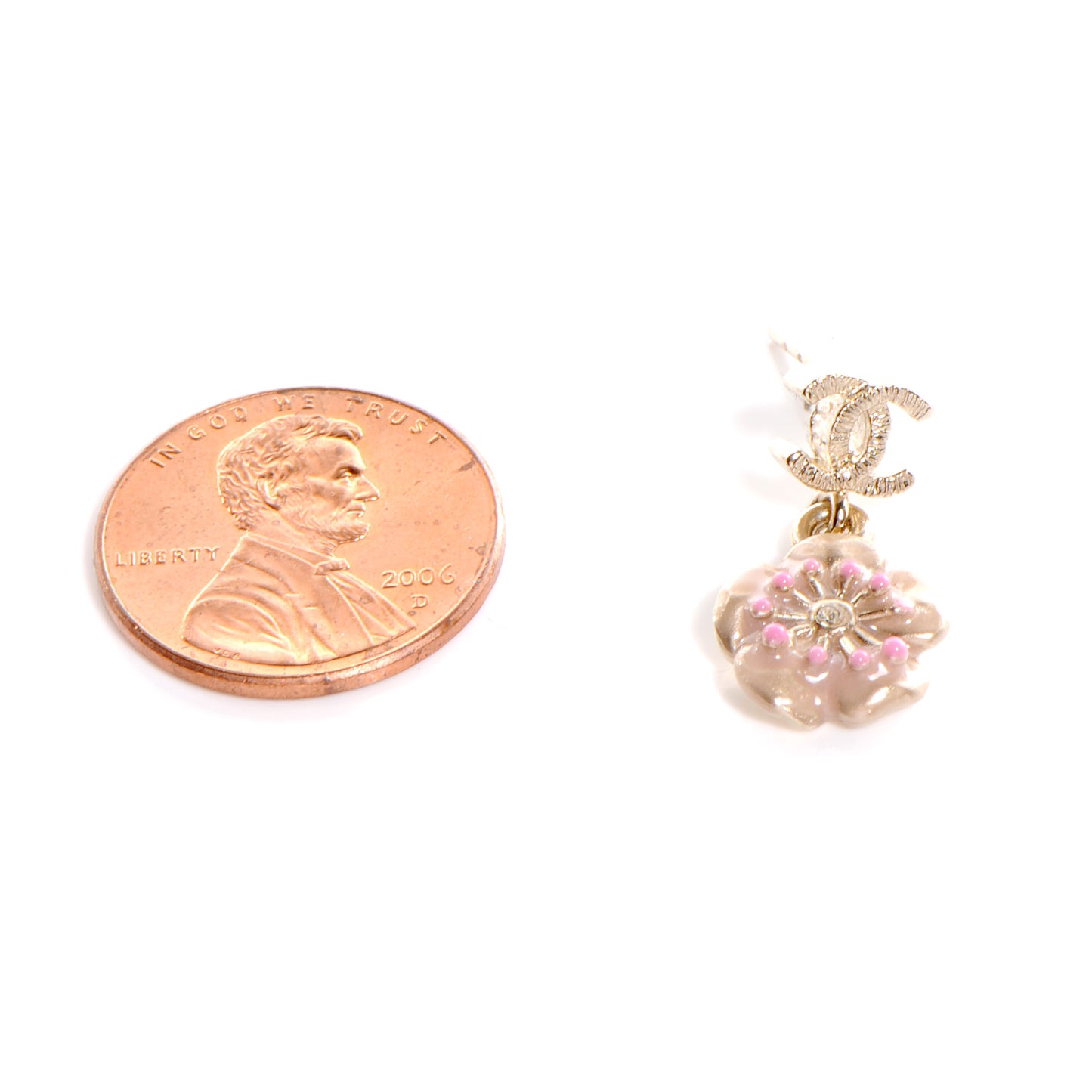 Enamel CC Camellia Earrings Gold Pink
