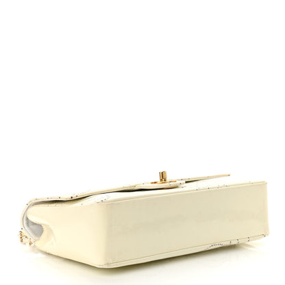 Chanel Patent Perforated Camellia Medium Single Flap White 4 of 12