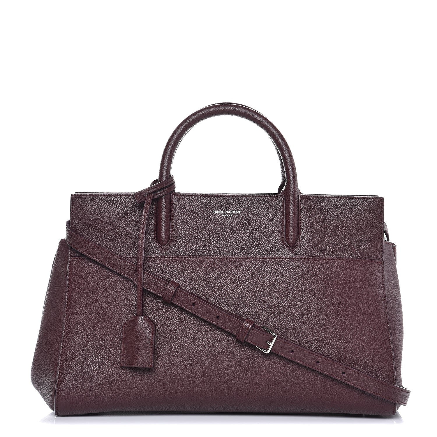 Saint Laurent Grained Calfskin Small Cabas Rive Gauche Amaranto 1 of 7