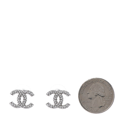 Chanel Crystal Large CC Earrings Silver 2 of 5