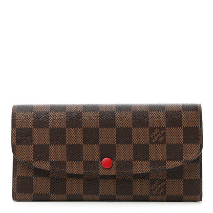 Louis Vuitton Damier Ebene Emilie Wallet Red 1 of 7
