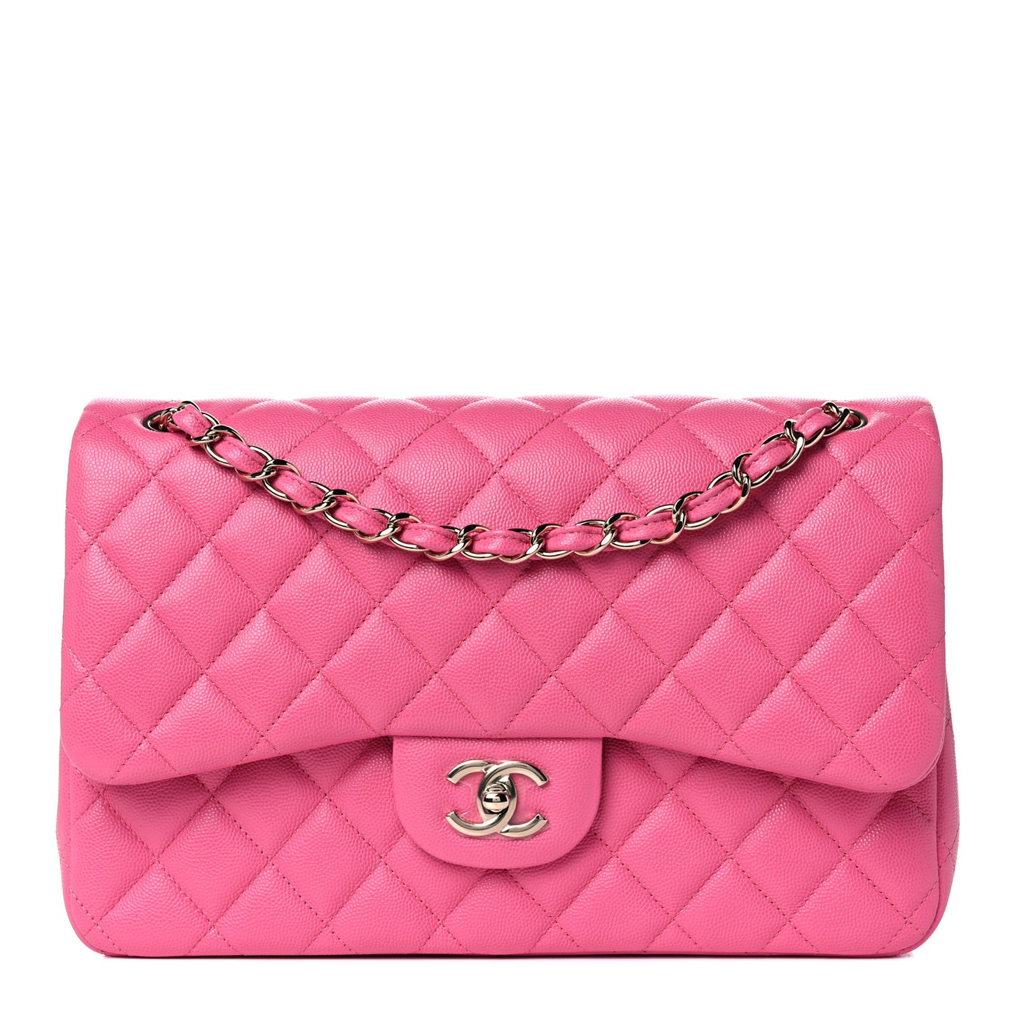Caviar Quilted Jumbo Double Flap Pink