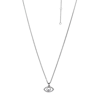 Chopard 18K White Gold Pave Diamond Good Luck Charms Evil Eye Pendant Necklace 1 of 9