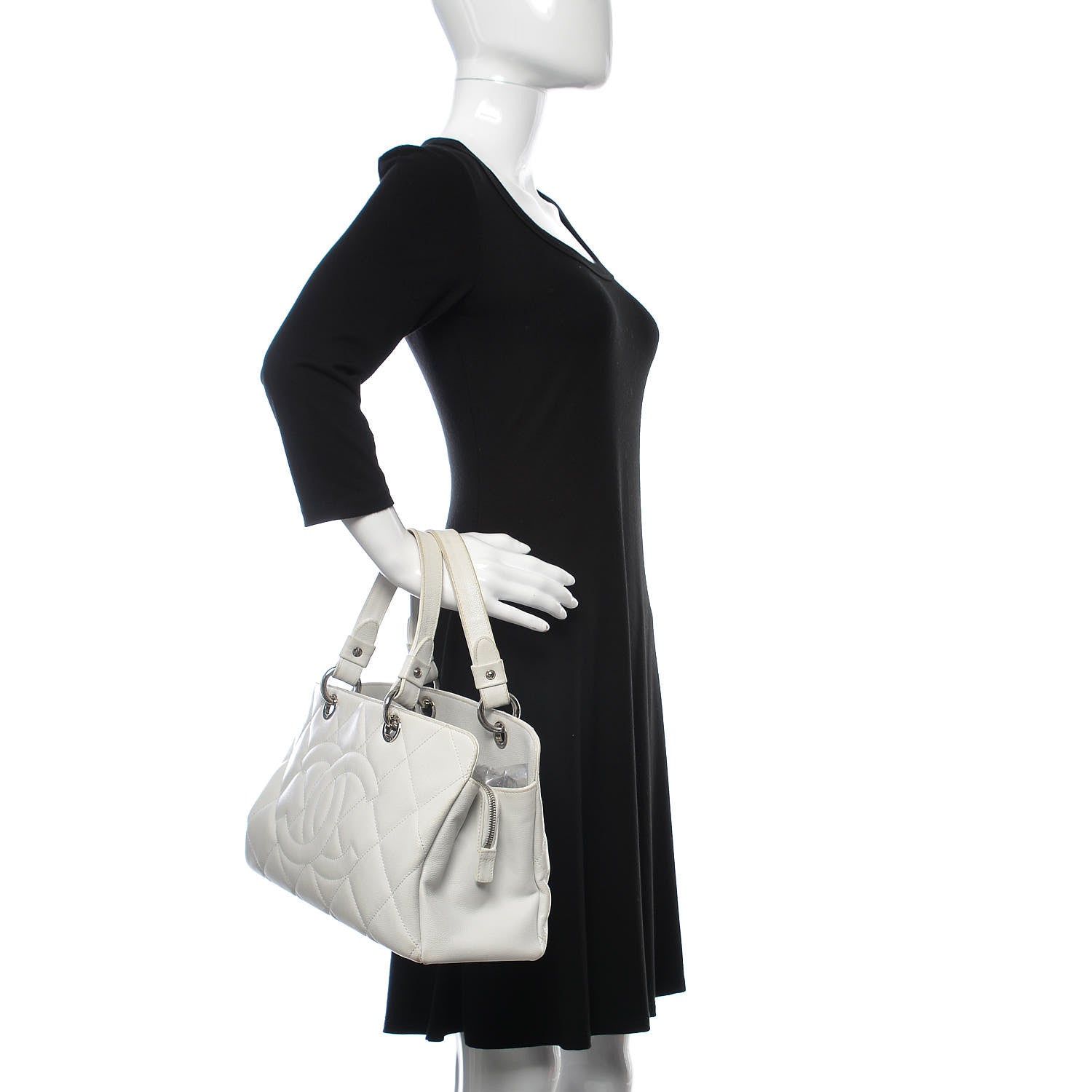 Chanel Soft Caviar Quilted CC Timeless Tote White 2 of 19