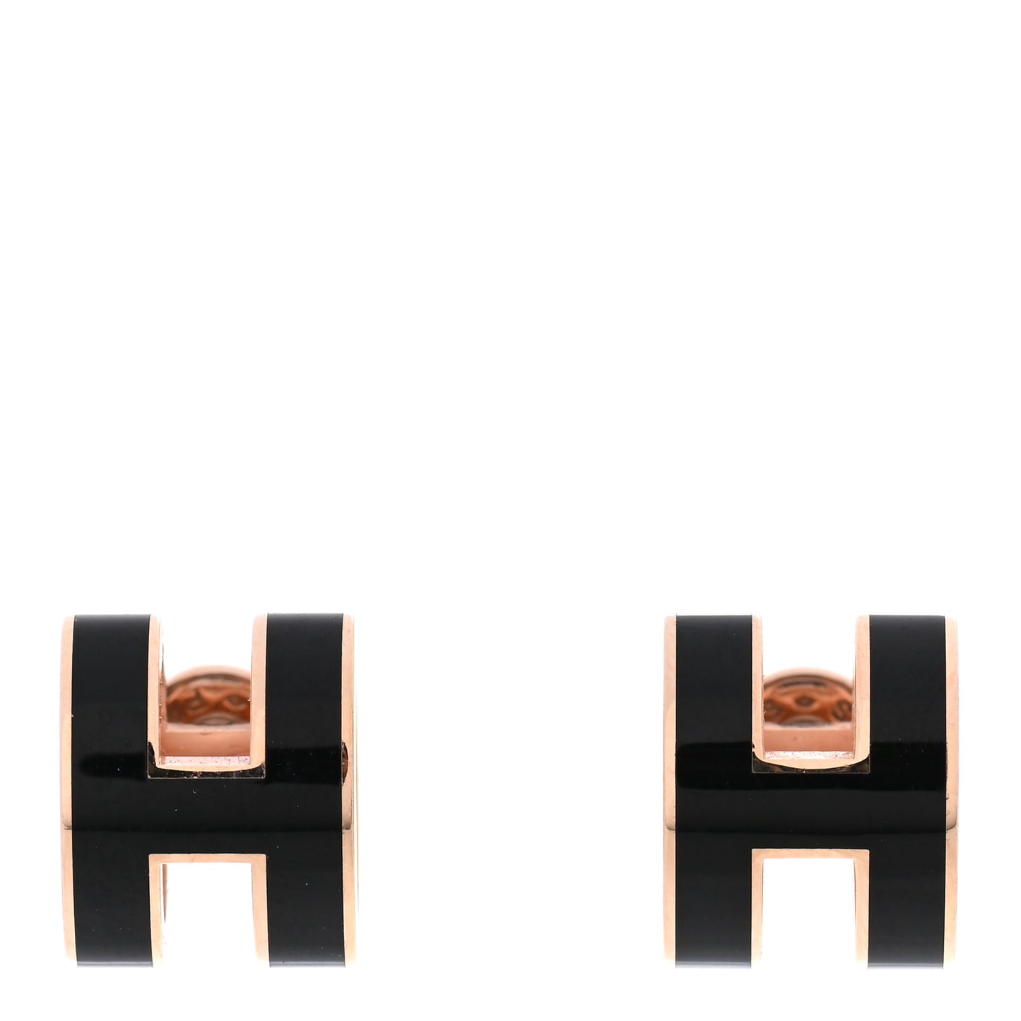 Rose Gold Lacquered Pop H Earrings Black