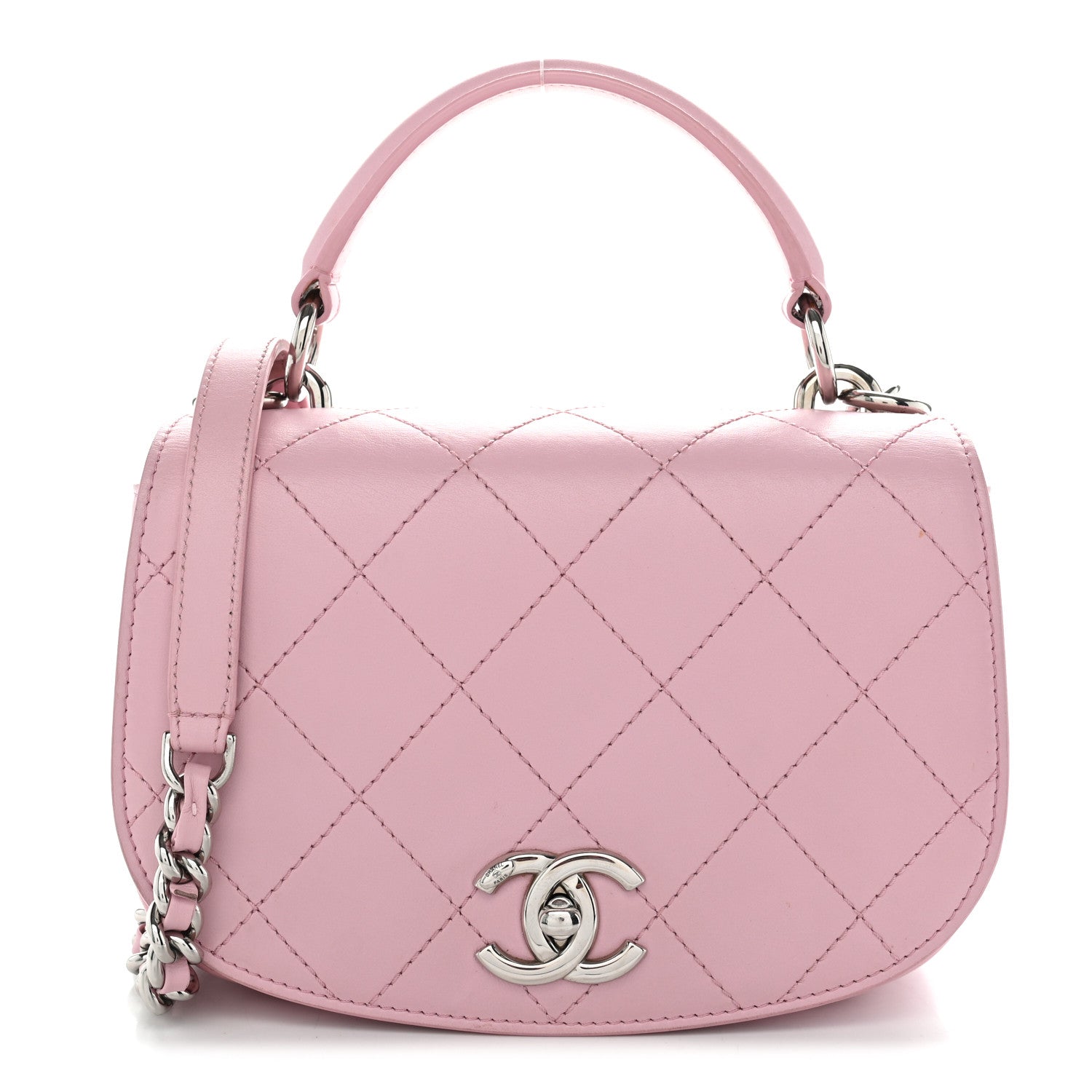 Chanel Calfskin Stitched Small Ring My Bag Flap Crossbody Pink 1 of 12