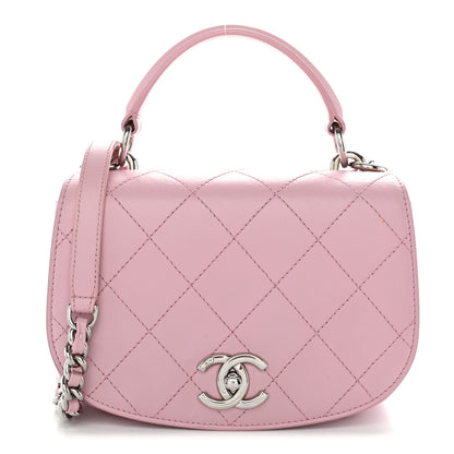 Chanel Calfskin Stitched Small Ring My Bag Flap Crossbody Pink 1 of 12