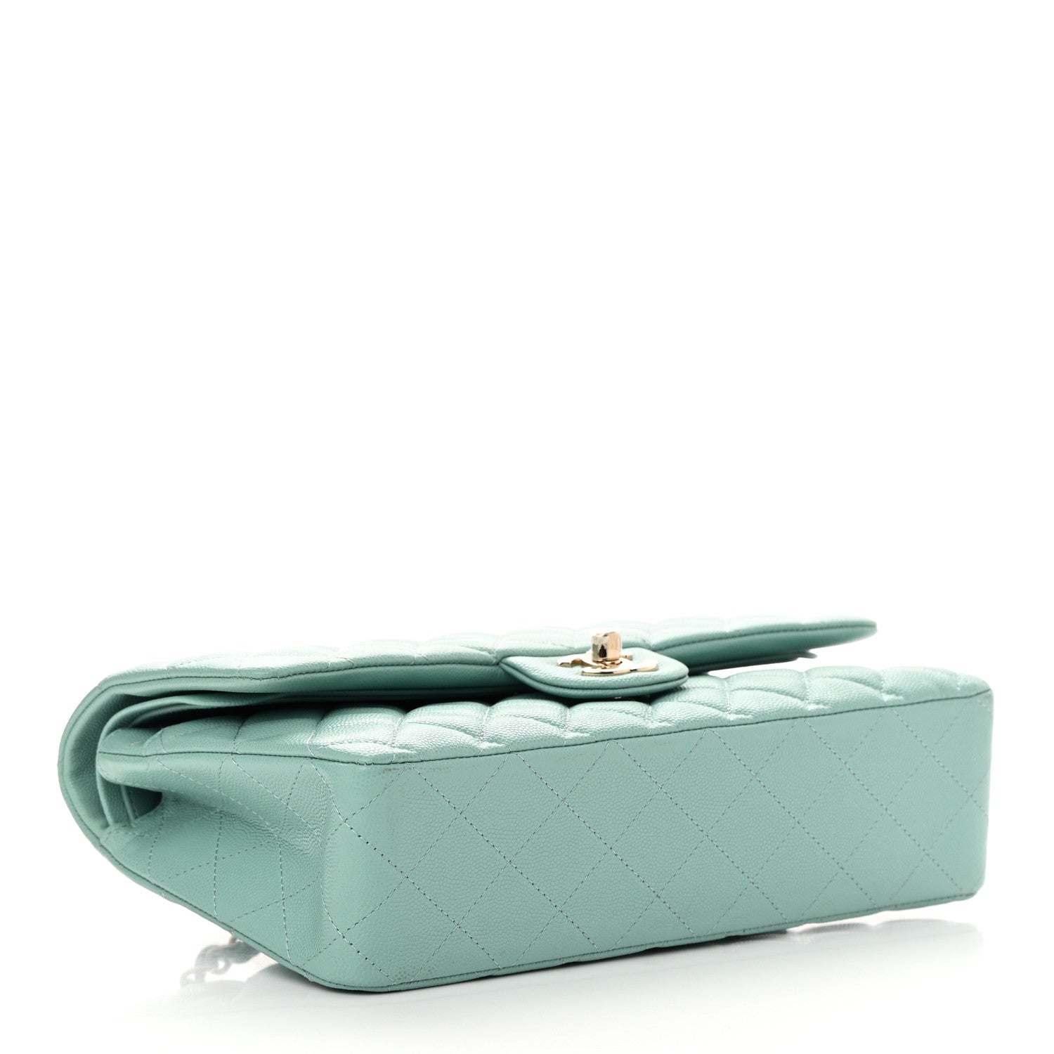 Chanel Caviar Quilted Medium Double Flap Light Blue 3 of 17