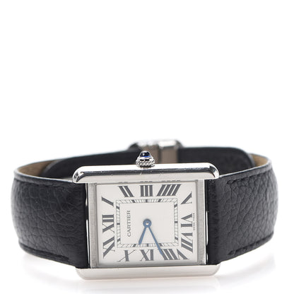 Cartier Stainless Steel Calfskin 27mm Tank Solo Quartz Watch 3 of 9