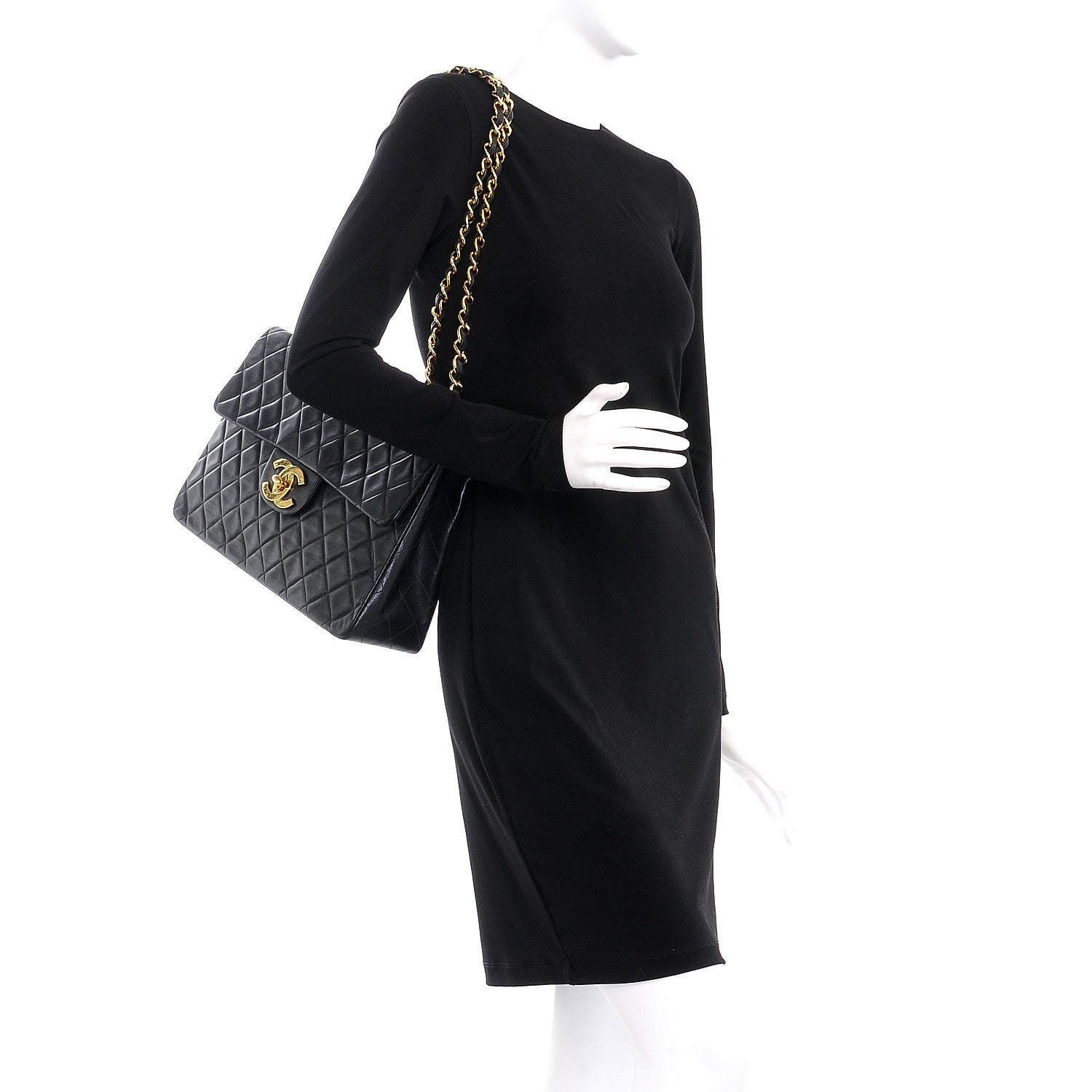 Chanel Lambskin Quilted XL Jumbo Single Flap Black 3 of 13