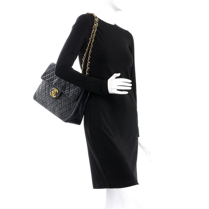 Chanel Lambskin Quilted XL Jumbo Single Flap Black 3 of 13