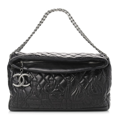 Chanel Lambskin Quilted Large Paris Moscou Red Square Bag Black 1 of 8