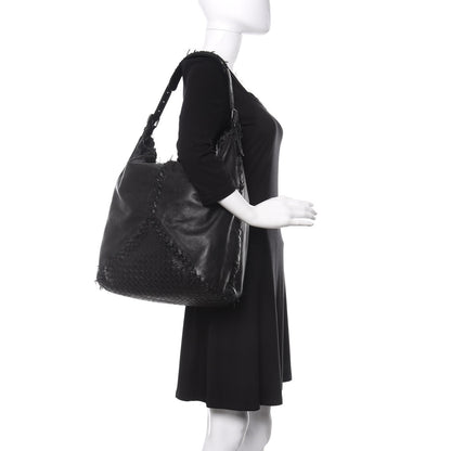 Bottega Veneta Nappa Intrecciato Large Fringe Shoulder Bag Black 2 of 11