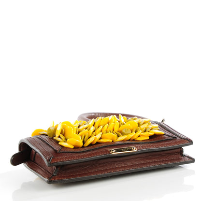 Burberry Prorsum Calfskin Embellished Nasmyth Clutch Dark Brown Bright Yellow 4 of 8