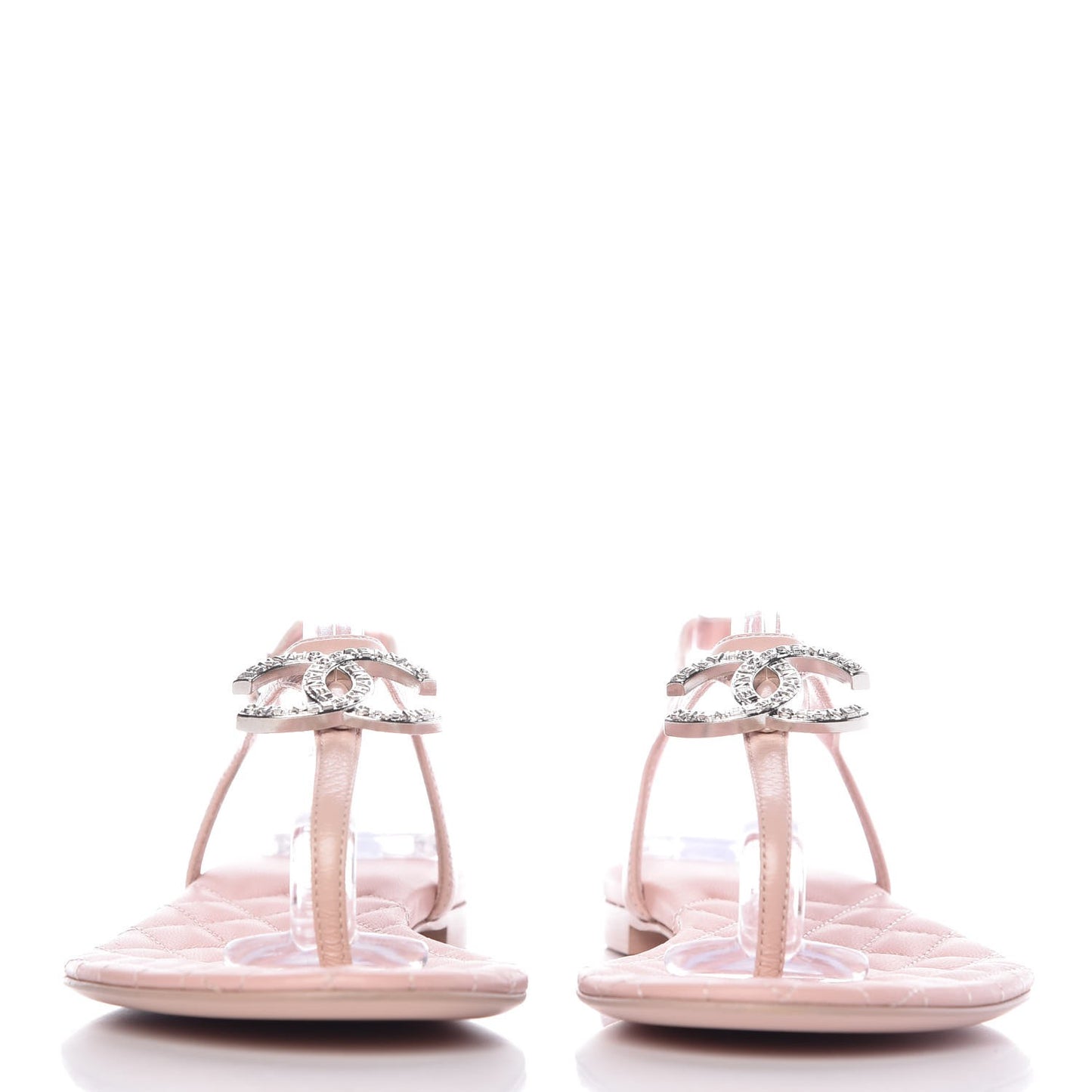 Lambskin CC Thong Sandals 36 Pink