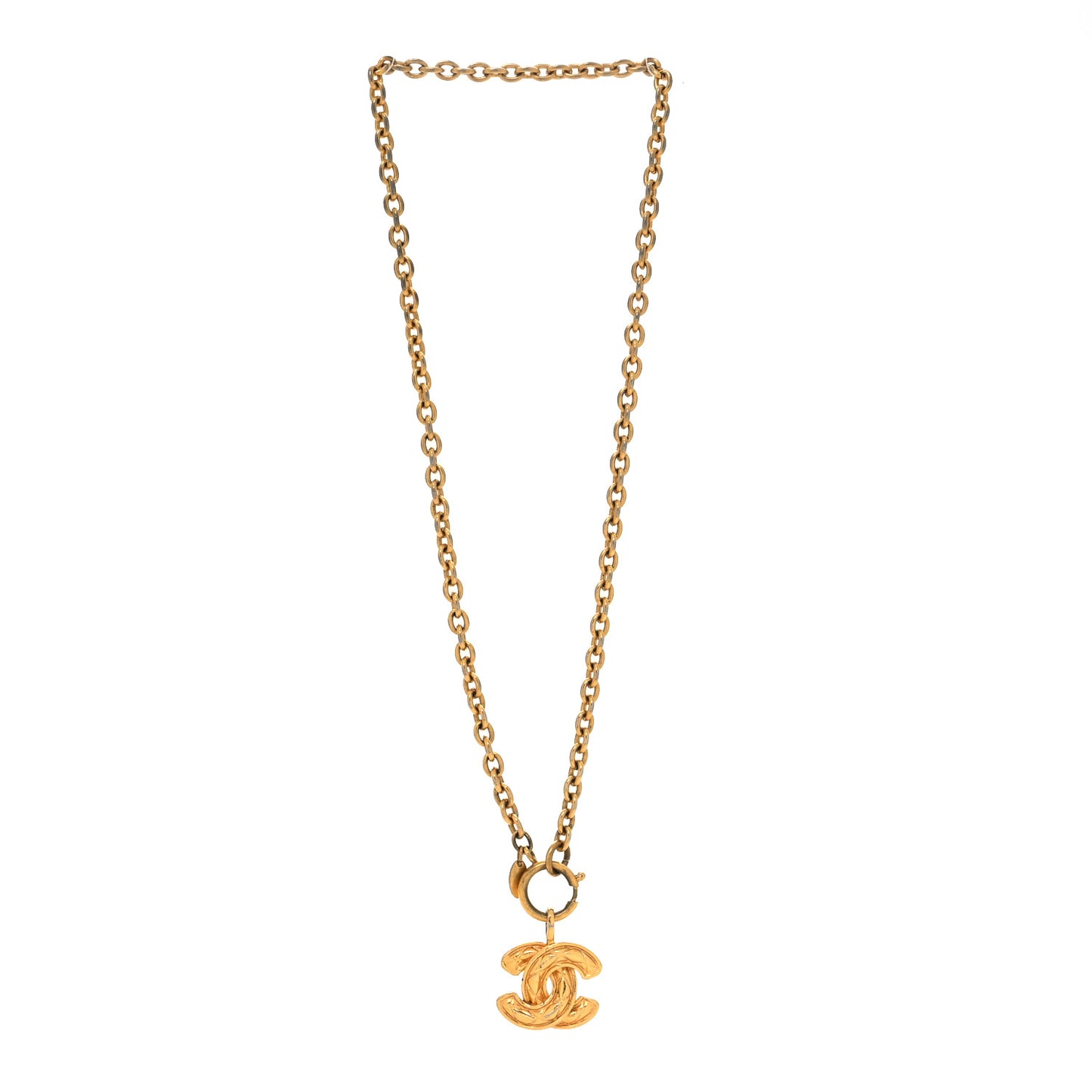 Quilted CC Chain Necklace Gold