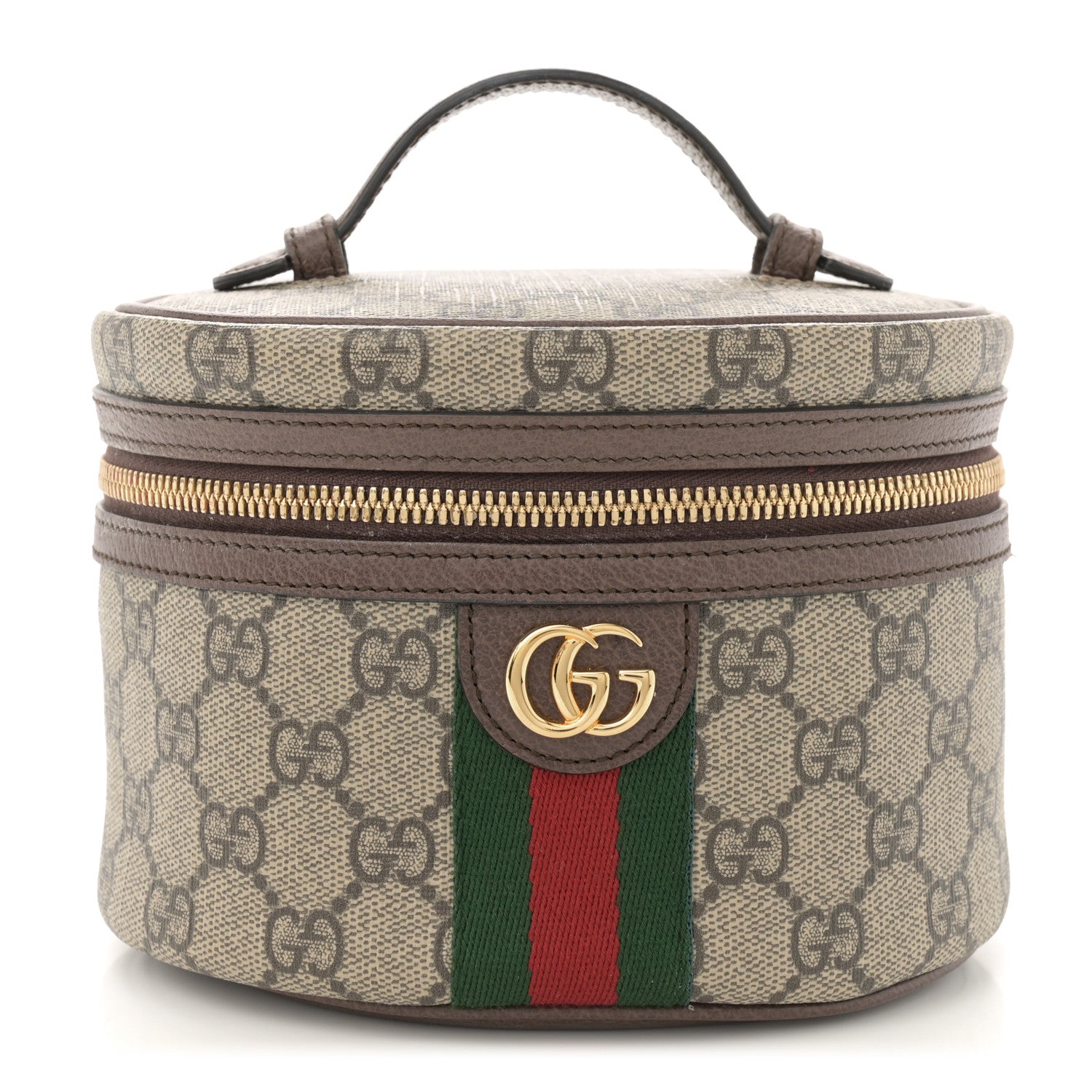 Gucci GG Supreme Monogram Textured Calfskin Web Ophidia Vanity Cosmetic Case Beige Ebony New Acero 1 of 7