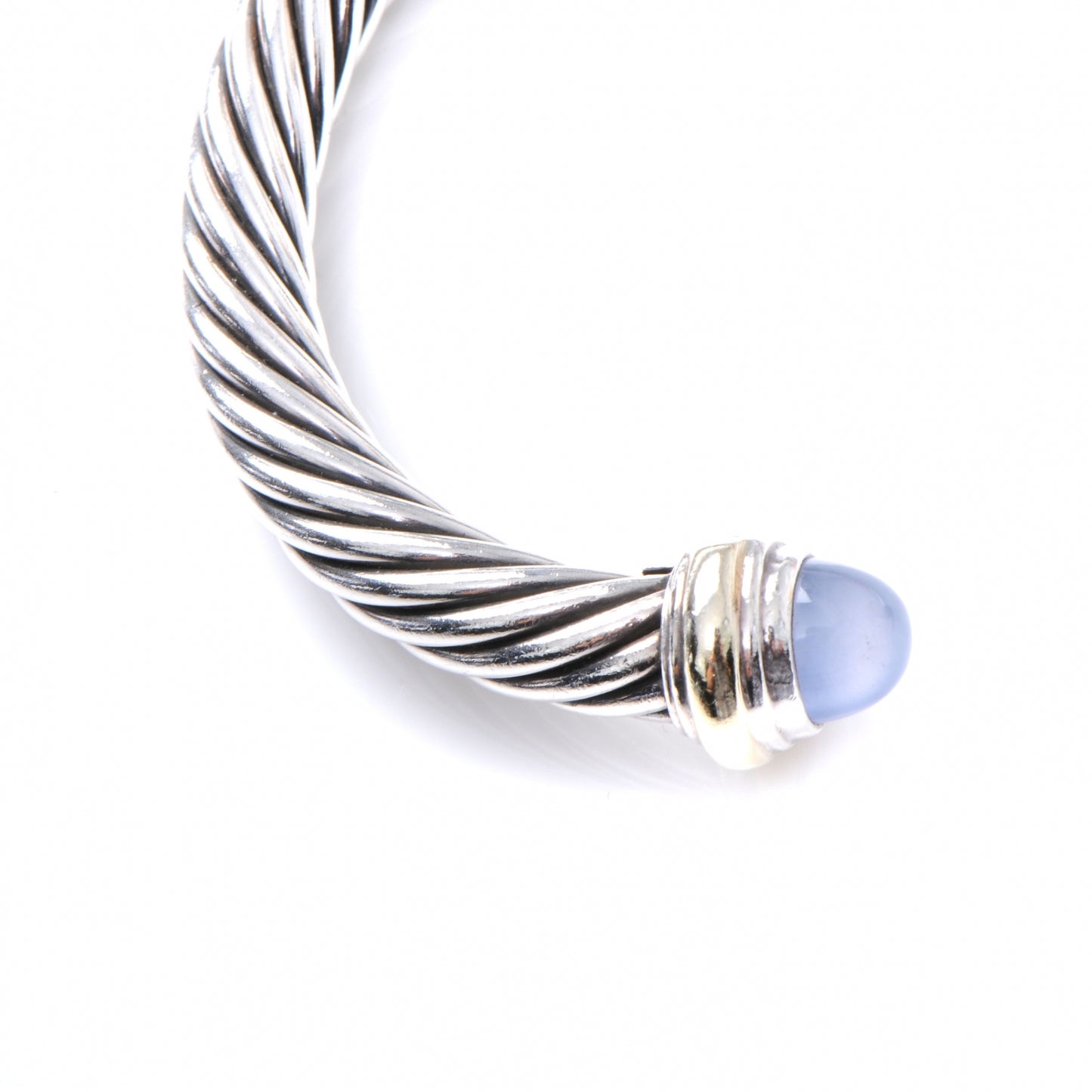 Sterling Silver 14K Yellow Gold Chalcedony 7mm Cable Classics Bracelet