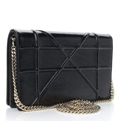 Christian Dior Crinkled Calfskin Diorama Wallet on Chain Pouch Black 2 of 11