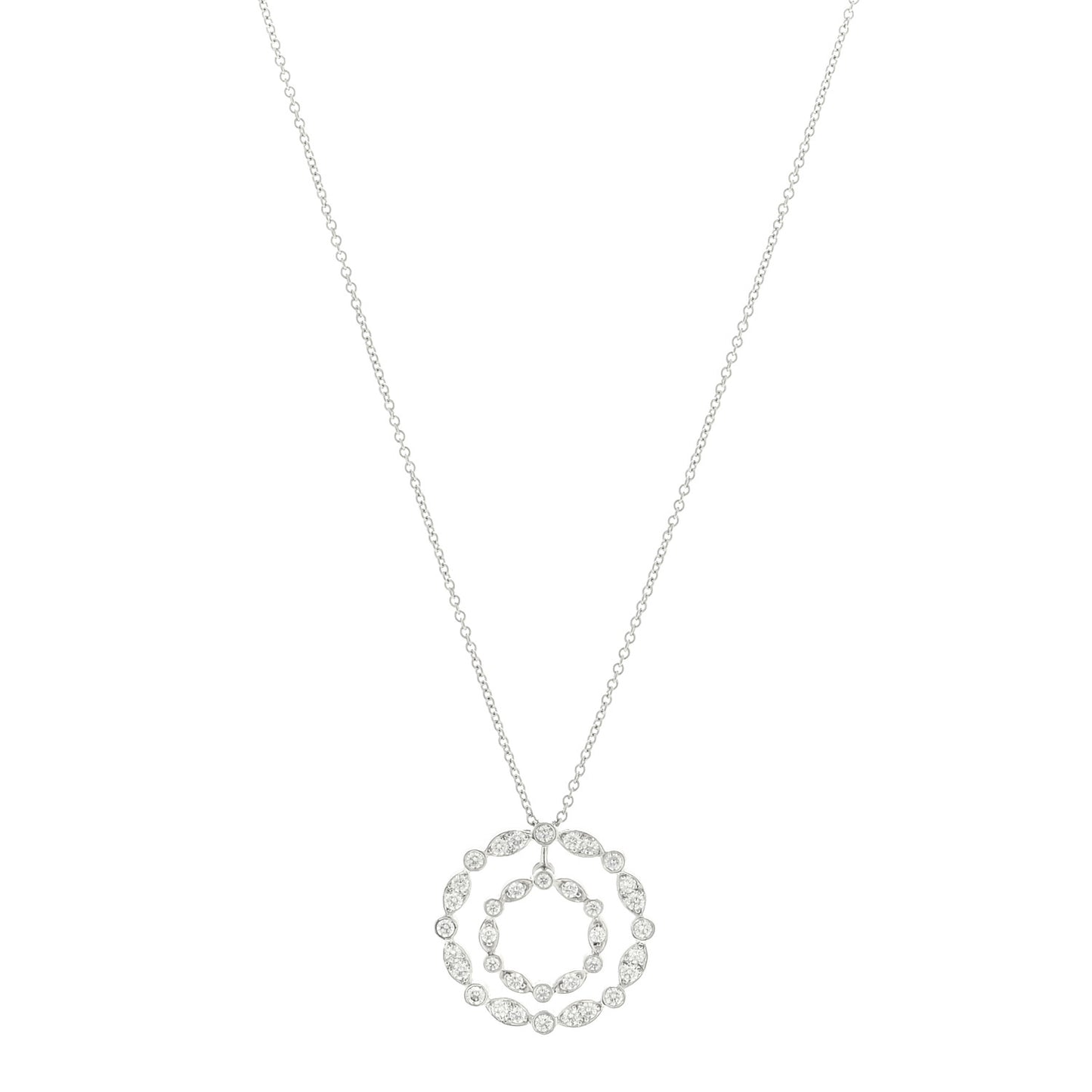 Platinum Diamond Jazz Swing Circle Pendant Necklace