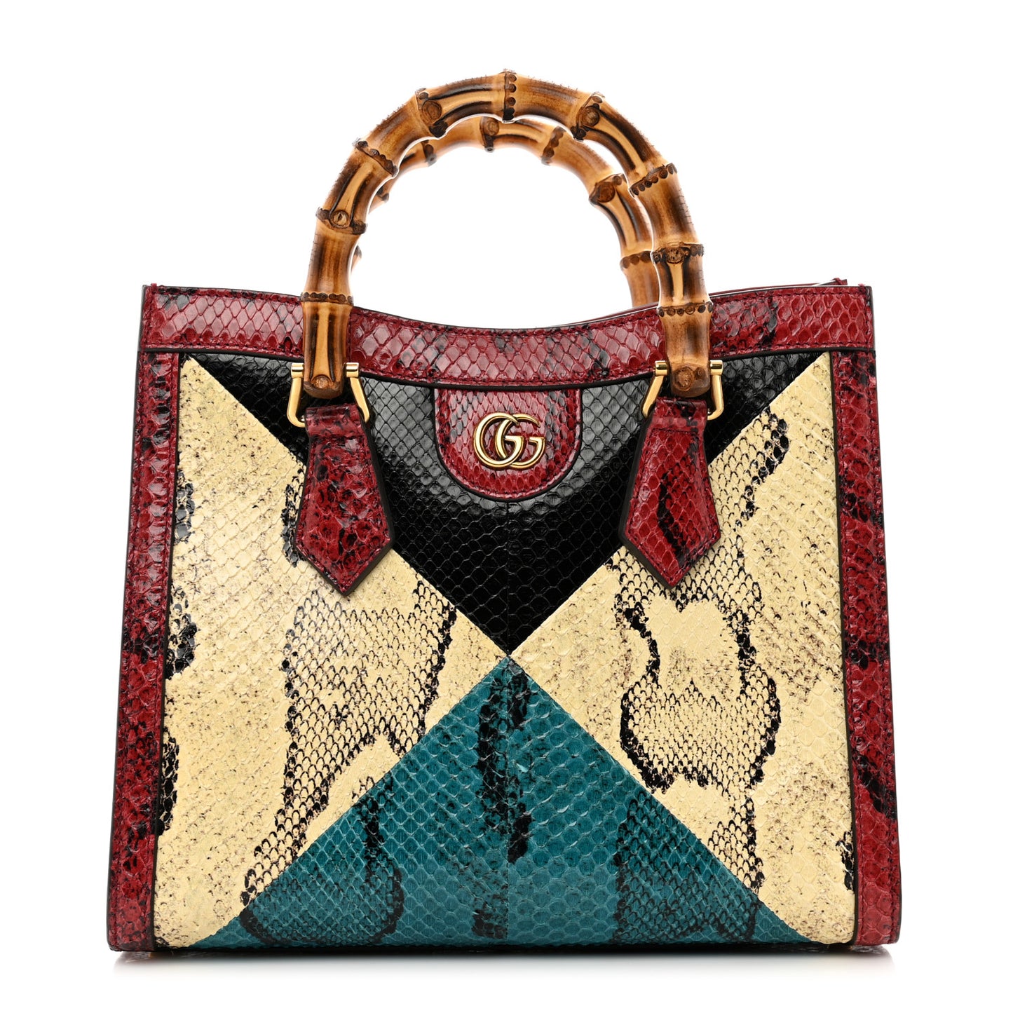 Snakeskin Geometric Small Diana Tote Wild Red Multicolor