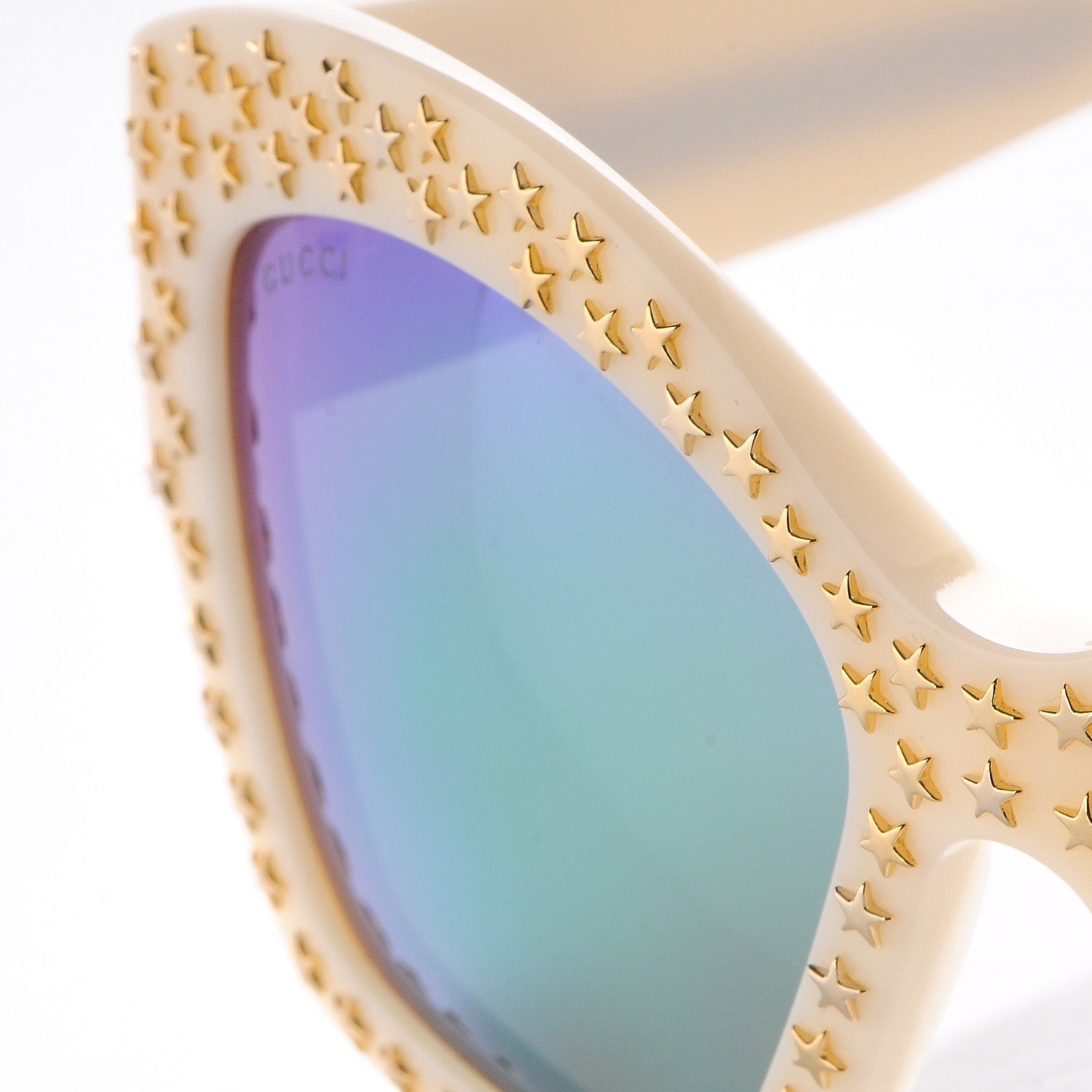 Gucci Square Frame Star Sunglasses GG 3870/S Ivory Gold 6 of 7