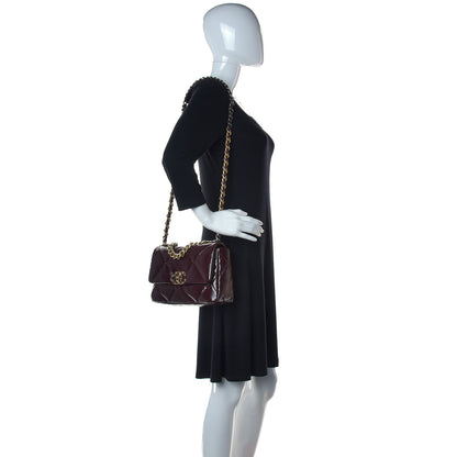Chanel Shiny Crumpled Calfskin Quilted Medium Chanel 19 Flap Burgundy 2 of 10