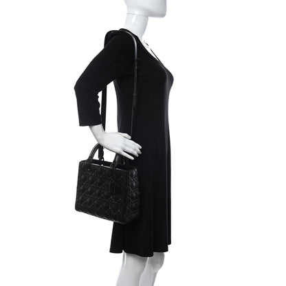 Christian Dior Calfskin Cannage Diamond Cannage Medium Lady Dior Black 2 of 10