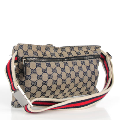 Gucci GG Monogram Web Double Pocket Belt Bag Navy 3 of 7