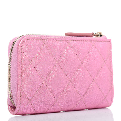 Chanel Iridescent Caviar Quilted Zipped Key Holder Case Rose Pink 3 of 11