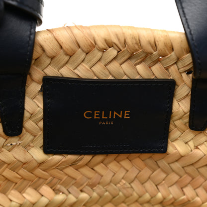 Celine Raffia Calfskin Triomphe Medium Panier Navy Blue 6 of 11