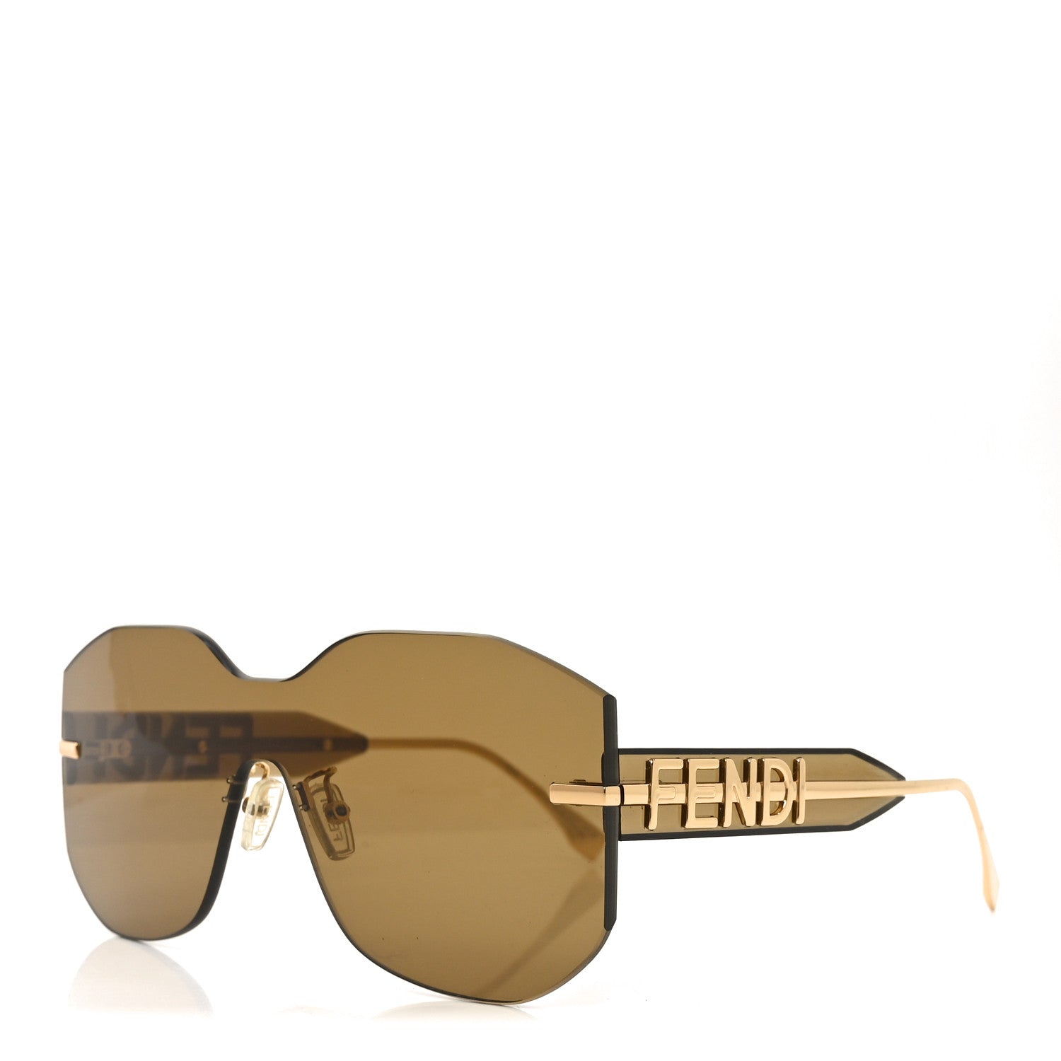 Fendi Acetate Metal Fendigraphy Shield Sunglasses FE 40067U Brown Gold 1 of 7