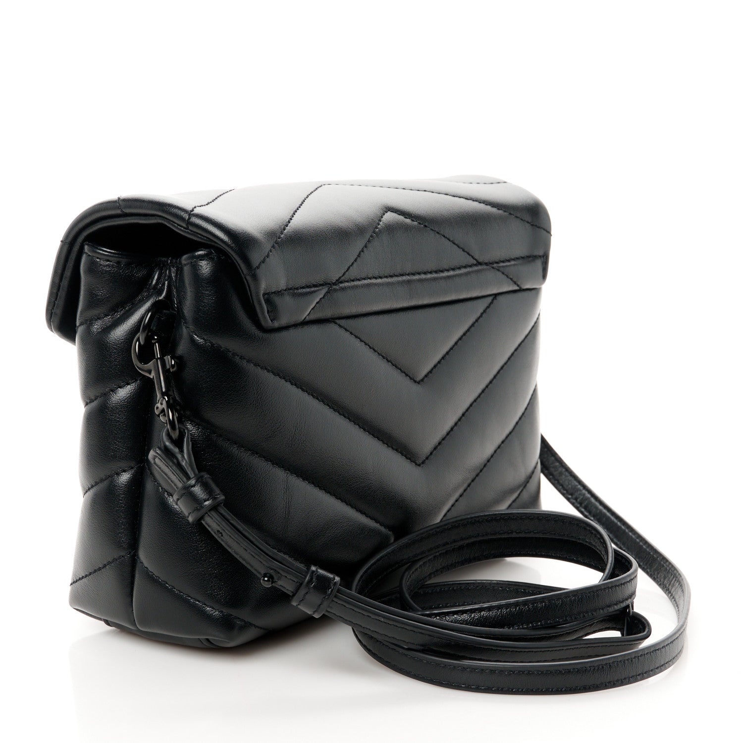 Saint Laurent Calfskin Y Quilted Monogram Monochrome Toy Loulou Crossbody Bag Black 3 of 11